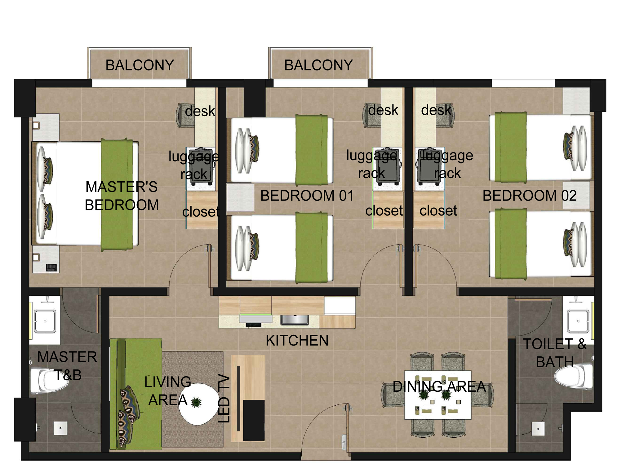  3  bedroom  floor plan  Azalea Boracay